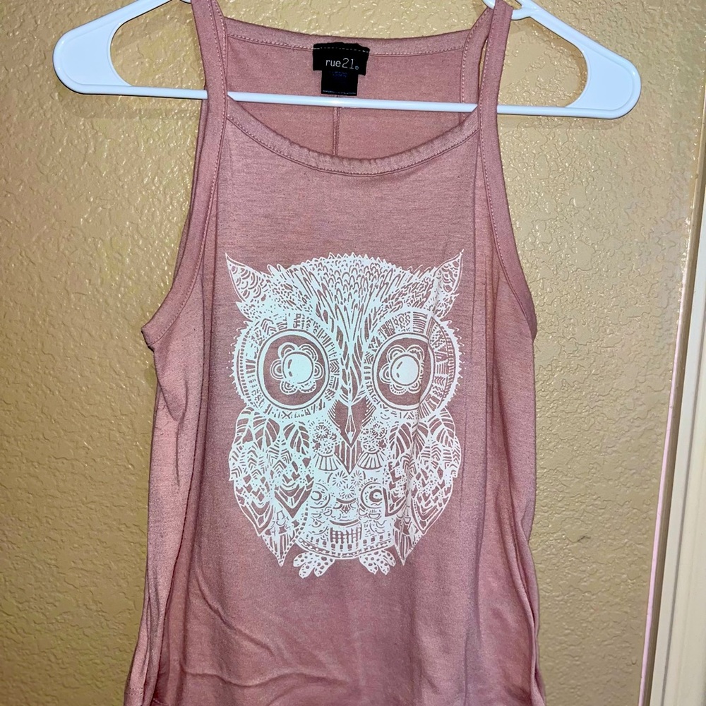 Pink and White Owl Tank Top from Rue 21